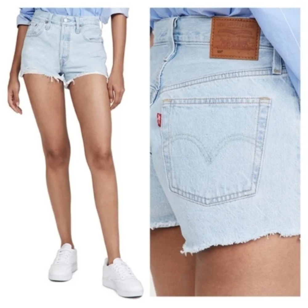 Levi's 501 Denim Shorts High Rise Button Fly Luxor - Picture 9 of 15